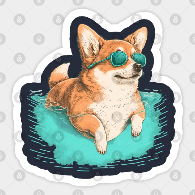 Summer Swim Corgi Sticker by dmac